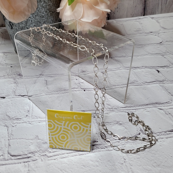 Origami Owl Silver Chain Necklace with Clip and Ghost Armor for Medium Locket - Picture 5 of 9